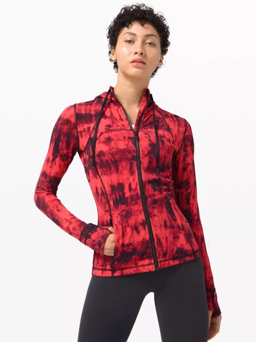 lululemon athletica Red and Black Tie-Dye Zip Hoodie